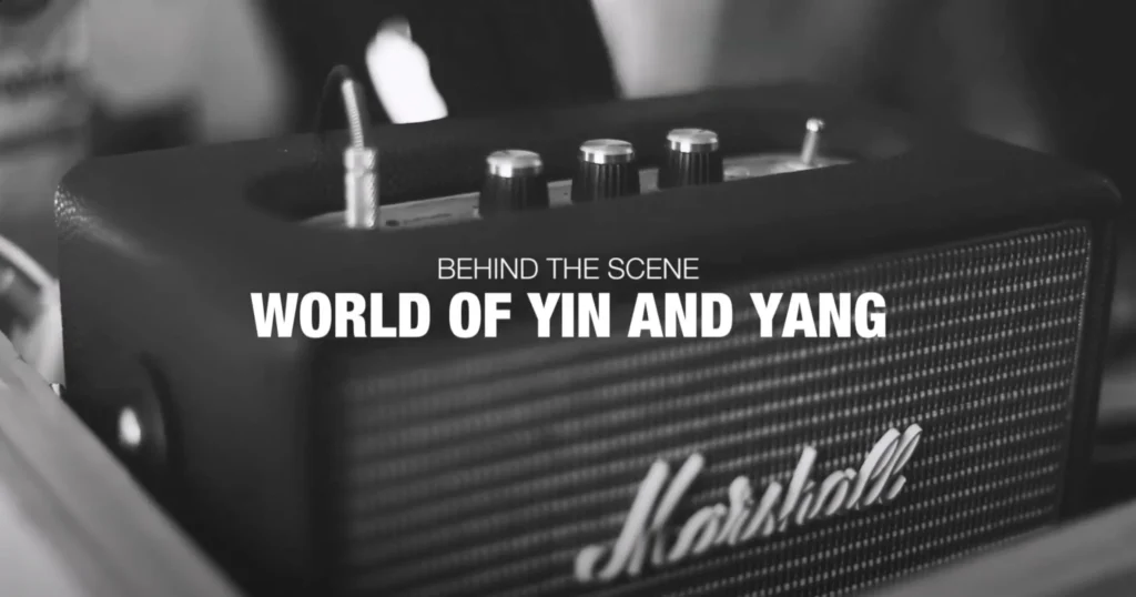 Behind-the-scenes of World of Yin and Yang featuring a Marshall a creative shoot on balance through music and sound.